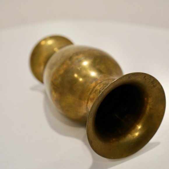 Vintage Decorative Brass Flower Vase | Boho Home Decor - Picture 4 of 10